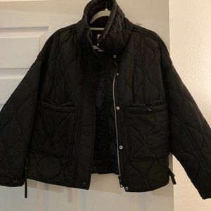 Black zara quilted cropped jacket